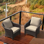 Vista Vibe Outdoor Patio Deep Seat Chairs Set of 2, Washable Cushions, Hand-Woven PE Rattan, All-Weather & Steel Frame, Garden, Bistro, Deck, Yard (Beige)