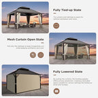 GREEN PARTY 12 X 14ft Hardtop Gazebo with Nettings and Curtains, Heavy Duty Double Roof Galvanized Steel, Outdoor Aluminum Gazebos Pergolas for Patios, Backyard, Deck, Garden, Lawns