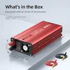 SUNWHEEL 750W Power Inverter, DC 12V to 110V AC Car Inverter with LCD Screen Display, 2 AC Outlets, Equipped with 2 Clips for Truck, Home, Vehicles, Laptop, Trip
