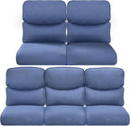 Pop 22x25/22x24 Outdoor Cushions for Patio 5 Piece Set - Set of 5 Water-Resistant Replacement Cushion for Wicker Rocking Swivel Chairs Loveseat Couch Sectional Sofa - Navy Blue/Smile