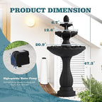 MAGIC UNION Garden Water Fountain Outdoor, 47.3" High Large Roman Italian Indoor Waterfalls, 3-Tier Standing Water Feature Fountains w/Pump & Pineapple Top for Outside Patio, Yard and Lawn (Black)
