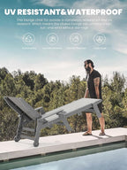 SERWALL Patio Chaise with 5 Positions - Textilene Outdoor Lounge Chair, Rolling Wheels - Poolside, Deck, Grey