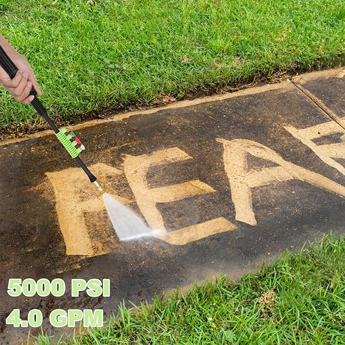 5000PSI 4.0GPM Heavy Duty Power Cleaner with 33 FT Extension Hose, 4 Quick Connect Nozzles and Foam Cannon for Cars/Fences/Driveways/Patios/Home Cleaning, Green