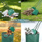 Long Handle Leaf Grabber with 32-Gallon Bag - No Bend Leaf Pickup Tool, Metal Handle with Comfort Grip, Yard Waste Bags for Lawns, Garden, Leaf Rake Set Alternative