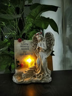 Malister Memorial Gifts - Garden Angel Statue Sympathy Gift with Solar Led Light, Bereavement Gifts, Memory of Loved One, Cemetery Grave Decorations, Remembrance Condolence Gift, Angel Figurines