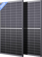 N-Type 16BB 400W Bifacial Solar Panel, 2Pcs 200 Watt Solar Panel 12V, 25% High Efficiency Monocrystalline PV Module for RV Camper Marine Home Rooftop Farm Off-Grid Systems (2 Pack 200W)