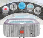 Inflatable Hot Tub for 4-6 Adults – Portable Blow Up Hot Tub with 130 Air Jets, FastFill System & Thermal Cover – Outdoor Spa Hot Tubs for Patio, Backyard & Travel Use (Laminated PVC Square)