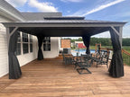 PURPLE LEAF 11' x 15' Hardtop Aluminum Gazebo with Double Metal Roof Heavy Duty Permanent Gazebo for Pool Patio Deck Lawn Garden All Weather Outdoor Pavilion Gazebos, Light Grey