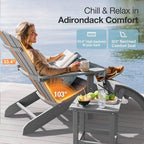 YEFU Adirondack Chairs Set of 8: Plastic Adirondack Chairs - Patio Chairs with Wood Texture - Outdoor Chair HIPS - Lawn Fire Pit Deck Porch Garden Chairs for Adults(Grey)