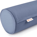 Austin Horn Classics Sunbrella Set of 2 Zippered Neck Bolster Pillow, Made with Sunbrella Fabric, Cylinder Pillows, for Couch & Bed, Decorative Round Throw Pillow, Back & Neck Support (Denim)