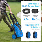 Electric Pressure Washer, 2100 Max PSI 2.0 Max GPM with Anti-Tipping Technology, Onboard Soap Tank, 4-Nozzle Set, for Cars/Fences/Driveways/Home/Patios, Blue