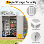 HUGROVE 6×4 Outdoor Storage Shed with Floor, Waterproof & UV-Resistant Resin Garden Shed for Backyard, Weather-Resistant Plastic Tool Shed with Lockable Double Doors, Air Vents & Side Window (Gray)