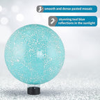 MDLUU Mosaic Gazing Ball, 10-Inch Decorative Gazing Globe, Glass Gazing Sphere for Garden, Outdoor Landscape Decor (Teal Blue)