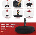 Sundale Outdoor 10 ft Patio Umbrella with Sand Bag Umbrella Base Included, Outdoor Umbrella with Tilt and Crank, Red
