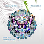 Wind Spinners Outdoor Butterfly - Birthday Gifts for Women Mom Wife Grandma, Hanging Wind Sculptures Wind Spinners, 12 inch 3D Wind Spinner for Garden Decor for Outside, Garden, Patio, Yard, Outdoor