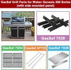 GasSaf 24.5" Flavorizer Bars for Weber Genesis 300 Gas Grills, Flavor Bar for Weber 7539 7540, Genesis E-310 E-320 S-310 S-320, EP/CEP 310 & 320 (Side-Knob), 5-Pack Porcelain Enameled Heat Plates Bars