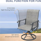 VICLLAX 7 Pieces Outdoor Dining Set, Patio Furniture Set of 6 Patio Swivel Dining Chairs and 50" Patio Round Table, Grey Chairs & Dark Grey Tabletop