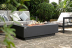 AMS Creations | Madison 60" Bundle Rectangular Natural Gas Outdoor Fire Pit Table | Dark Gray Concrete GFRC | Limestone Texture or Surface | Electronic Ignition | Outside Backyard Fireplace