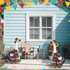 Suzile Happy Birthday Goose Outfit Dresses Clothes for 23" High Cement or Plastic Porch Goose Costume for Yard Lawn Outdoor Garden Patio Statue Xmas Santa Holiday Decor