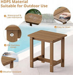 LUE BONA Outdoor Side Table, HDPS Small Adirondack End Table for Patio, Porch, Deck, Weather Resistant, Easy Maintenance, Indoor or Outdoor Use, Brown