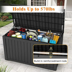 Outdoor Storage Box - Lockable Waterproof UV-Resistant Resin Deck Box for Patio Cushions, Pool Accessories (Black, 150 Gallon)