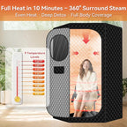 Portable Sauna for Home - Upgraded Personal Home Sauna Box with 3L 1300W Steamer, Big Folding Chair, 9 Levels Heat, Timer, Remote Control - Large Size Steam Room Saunas Tent for Relaxation & Spa Black