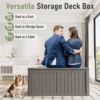 120 Gallon Outdoor Storage Box, Resin Deck Boxes Outdoor Waterproof For Patio Furniture, Garden Tools, Pool Supplies, Durable And UV Resistant, Lockable