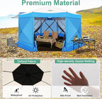 COBIZI 15x15ft Extra Large Pop Up Gazebo Canopy Tent with Mosquito Netting, Spacious Easy Set-Up Screened Shelter, Durable Outdoor Pavilion with Ground Stakes, Perfect for Patio, Backyard, Blue