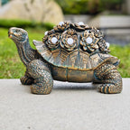 Outdoor Solar Turtle Decor - Resin Succulent Planter with Waterproof LED Shell, Unique Garden Gift for Plant Lovers for Patio, Balcony, Yard Ornament