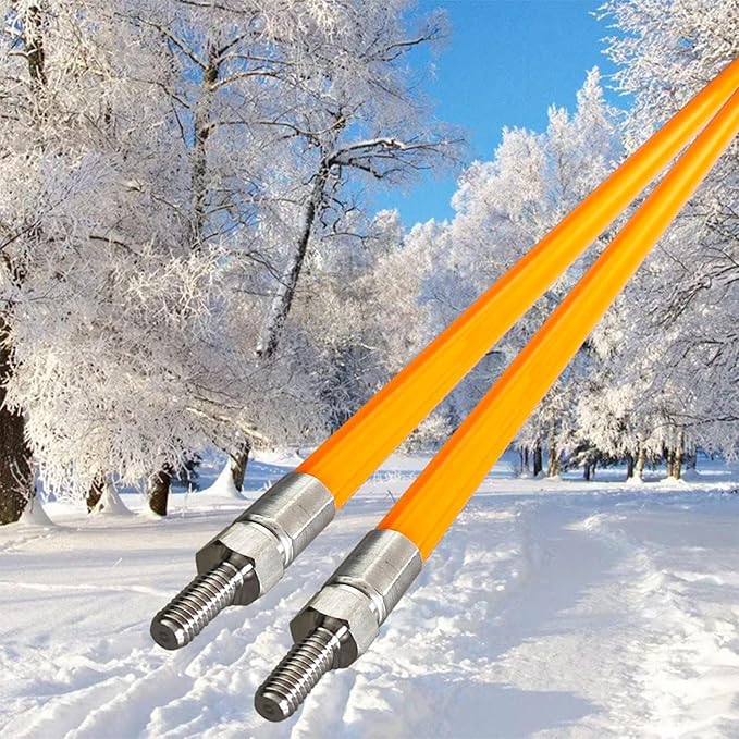 Snow Plow Blade Markers Guides Kit Orange 24''Steel Wire Structure 304 Stainless Steel Vertical Stud Mount Joint Never Break Never Rust High Visibility Fit for Boss Western plows and More