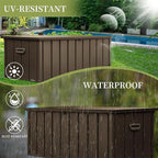 Metal Storage Box for Outdoor Dark Brown Lockable Water-Resistant Deck Box for Patio Garden Tools Organization Rust-Resistant Heavy-Duty Outside Storage Box (100 Gallon)