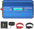 1500Watt Pure Sine Wave Inverter 12V DC to 110V 120V AC Power Inverter with Remote Control LCD Display and 2x2.4A USB Ports 3 AC Outlets Compatible with Lithium Battery for Home RV Truck by VOLTWORKS