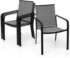 Anumutig 5-Piece Outdoor Dining Set, 35‘’Square Table with 4 Stackable Patio Chairs, All Weather Frame Furniture Set - Gray