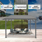 10x10FT Lean to Gazebo, Outdoor Hardtop Wall Mount Gazebo with Gutter & Sloping Galvanized Steel Roof, Metal Hard Top Awnings for Deck, Porch, Backyard