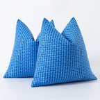 Kevin Textile Outdoor Waterproof Throw Pillow Covers Pack of 2 Farmhouse Decorative Cushion Covers for Garden Patio Tent Balcony Bench Couch Sofa 20x20 Inch, Blue