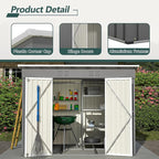4X8 FT Outdoor Storage Shed W/Floor Base,Metal Shed W/Lockable Door & 2 Air Vents,All Weather Garden Tool House W/Updated Frame Structure,for Backyard Patio Lawn,Gray