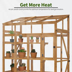 Macrout Wooden Walk-in Greenhouse with Acrylic Panels, Large Greenhouse for Outdoors with Openable Roof Vents with Lockable Door, G727
