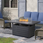 Wisteria Lane 54.3” Outdoor Patio Aluminum Fire Pit Table, 50000 BTU CSA Certified Propane Gas Fire Pit, Rectangular Fire Table w/Stainless Burner, Lava Rock, Waterproof Cover