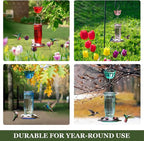Kingsyard 2 Pack Glass Hummingbird Feeder for Outdoors, 16 Oz Wild Bird Feeder with 6 Feeding Ports Hanging for Garden Yard, Blue (Ant Moat Included)