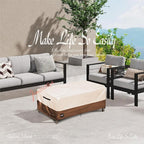 Outdoor Coffee Table Cover Waterproof, Patio Rectangular Side Table Covers, 48W x 28D x 16H Inches Outdoor Tables Cover,Beige&Brown