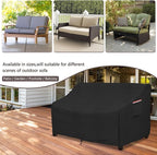 okcool Heavy Duty Patio Sofa Cover, 100% Waterproof 2-Seater Outdoor Sofa Cover Fits up to 58W x 32.5D x 31H Inches, Lawn Patio Furniture Covers,Black