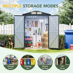 Breezz 5x3FT Vertical Outdoor Steel Storage Shed with Floor Frame, Lockable Doors, Compact Metal Tool Shed for Garden, Backyard, Patio, Utility, and Bike Storage,Nightblue