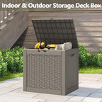 Deck Box, 31 Gallon Resin Outdoor Storage Box, Waterproof and UV Resistant Lightweight Storage Deck Box for Garden Tools, Supplies