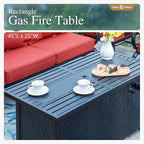 Sophia & William Patio Furniture Sets with 45" Gas Fire Pit Table for 7 Outdoor Conversation Sets 6 Pcs, 2 x Swivel Cushioned Sofa Chairs, 1x3-Seat Sofa, 2xOttomans for Backyard Poolside Red