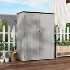 Vertical Storage Sheds with Floor, Sheds & Outdoor Storage Cabinet Waterproof for Garage Storage, Pool Storage, Bike Shed, Garden Shed 57Cu.ft Light Gray