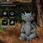 Garden Dragon Statue Decor - Meditation Dragon Sculpture Figurine Outdoor Decoration, Zen Yoga Garden Art Sculpture for Patio Lawn Yard Balcony Indoor Decor(Hands Flat)