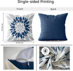 Qahing Pack of 4 Outdoor Waterproof Pillow Covers 16x16 Decorative Outdoor Throw Pillows Garden Square Cases for Patio Furniture, Couch, Tent Sunbrella, Bench, Blue Grey