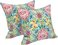 LVTXIII Outdoor Throw Pillows, Decorative Throw Pillows with Inserts, 20"x20" Square Pillows for Bed, Couch, Sofa and Patio Furniture, Set of 2, Damask Red