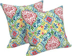LVTXIII Outdoor Throw Pillows, Decorative Throw Pillows with Inserts, 16"x16" Square Pillows for Bed, Couch, Sofa and Patio Furniture, Set of 2, Damask Red