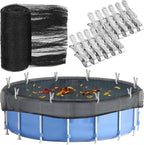 28 Feet Round Leaf Net Cover for Above Ground Pool, Winter Cover Mesh Cover with 20 Pcs Large Metal Clips，Pool Safety Net Fits 28FT Above Ground Pools, Keeps Leaves Out of Your Pool
